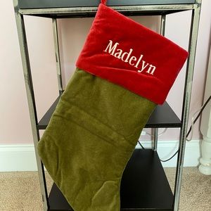Monogrammed Pottery Barn velvet stocking